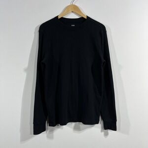 Gap 90s Grunge Minimalist Waffle Knit Thermal Top Black Crew‎ Neck Womens Large
